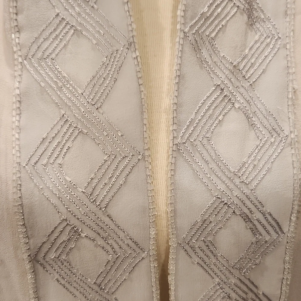 Bernie of New York Beaded Sheer Silk Scarf Dove Gray 21